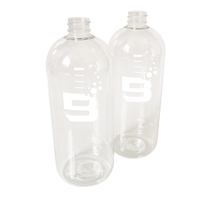 h2booster waterstoftherapie Two 2pcs. Bubbler bottles 1 liter labeled with the letter g, containing H2O booster.