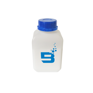 h2booster waterstoftherapie Eine weiße Natronlauge-Booster-Flasche mit 210 g und blauem Deckel.