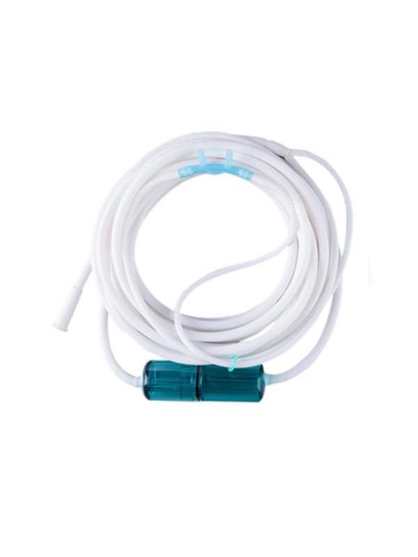 h2booster waterstoftherapie A white Nasal Cannula with reservoir 2 metres attached, designed to boost h2o flow.
