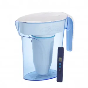 h2booster waterstoftherapie Een ZeroWater 1.4 waterfilterkan met thermometer, perfect voor het monitoren van de temperatuur van uw verfrissende H2O booster.